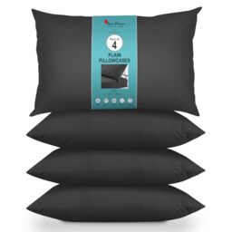 GC GAVENO CAVAILIA Housewife Pillowcases 4 Pairs - 100% Microfibre Bed Pillow - Standard Size 75x50 cm - Hypoallergenic Pillowcase - Envelope Closure - Wrinkle, Fade & Stain Resistant - Black