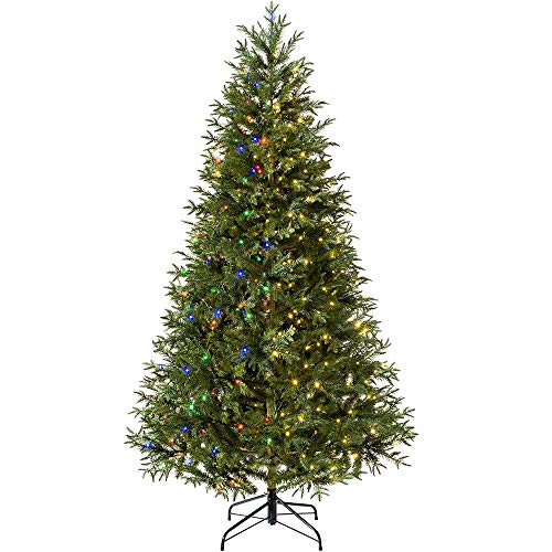 WeRChristmas Pre-lit Mixed Pine Natural Bark Function Christmas Tree, 200 Multi Dual LED Lights, Green, 5 feet/1.5 m