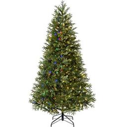 WeRChristmas Pre-lit Mixed Pine Natural Bark Function Christmas Tree, 200 Multi Dual LED Lights, Green, 5 feet/1.5 m