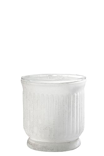 Tealight Holder with White Glass Lines 9 x 9 x 9.5 cm