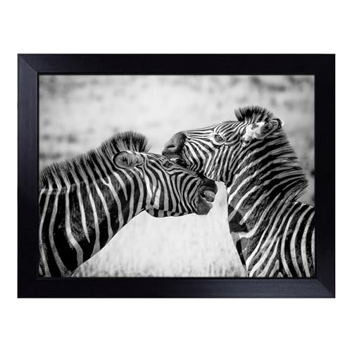 Lap Tray with Bean Bag Cushion, Zebra Wildlife - Handmade in the UK, Raised Wooden Edge, Padded Cushion, Heat-Resistant Wipe-Clean Surface, for Meals, Laptops and Crafts