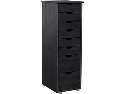 Gava Chest with 8 drawers in black, 39x34x102cm (DxWxH)