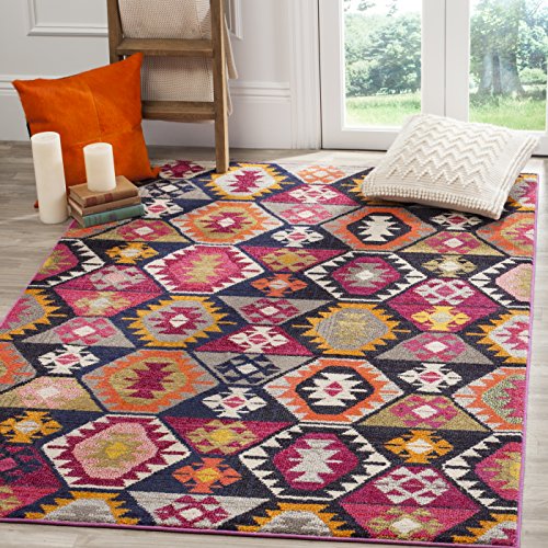 Safavieh Boho Chic Indoor Woven Rectangle Area Rug, Monaco Collection, MNC218, in Multi, 155 X 231 cm for Living Room, Bedroom or Any Indoor Space