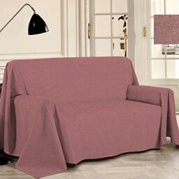 PENSIERI DELICATI Sofa Cover 250 x 290 cm Made in Italy, 100% Pure Cotton Recycled Yarn-Dyed, Plain Red, Ideal For Furniture, Saving Sofa, Picnic Blanket