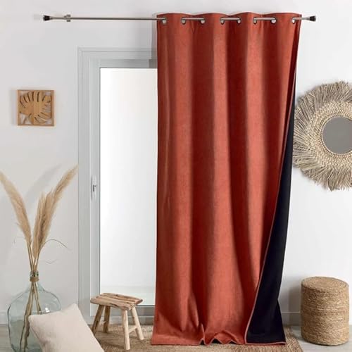 Home Maison Phonic Semi-Blackout Thermal Curtain 140 x 300 cm Terracotta 8 Eyelets Ready to Hang