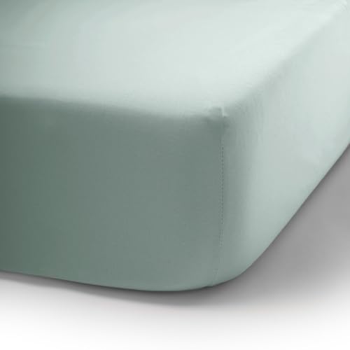 TRAMAS+ Fitted Sheet, 200 x 200 cm, 100% Cotton, Extra Soft – 200 Bed, Sea Water