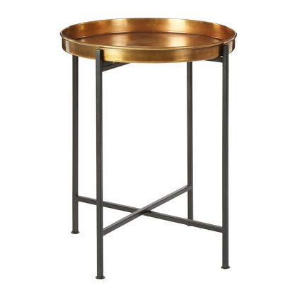 Premier Housewares Small Metal Side Table Rich Brass Tones Side Tables Living Room Small Black Table Metal Table Metal Legs W47 x D47 x H55cm