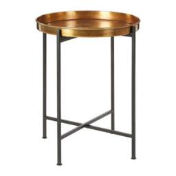 Premier Housewares Small Metal Side Table Rich Brass Tones Side Tables Living Room Small Black Table Metal Table Metal Legs W47 x D47 x H55cm