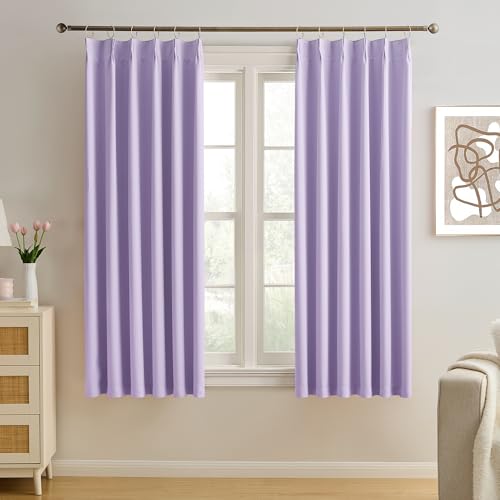 KEQIAOSUOCAI Lavender Pinch Pleated Curtains Blackout 40x45 2 Panels
