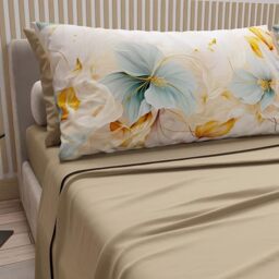 PETTI Artigiani Italiani - Cotton Sheets with Pillowcases in Digital Print, Single Bed Sheet, Single Bed Set, Marble Flower, 100% Made in Italy