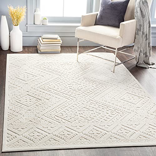 Livabliss Sheela Geometric Indoor Outdoor Design – Acerno 200x275 cm, Patio Deck Use, Boho Colourful Pattern, UV Weather Resistant, Stain Durable, Beige