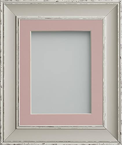 Frame Company Brooke Moonstone Grey Photo Frame, Pink Mount, 16x12 for 12x8 inch, fitted with perspex