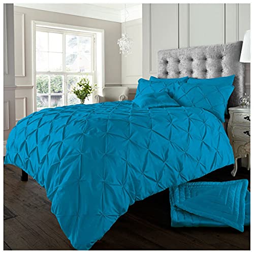 GC GAVENO CAVAILIA Luxury Pintuck Duvet Cover Single, Polycotton Pinch Pleat Bedding Sets, Washable Quilt Covers With Pillow Case Deep Teal