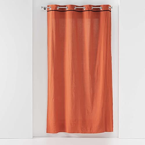 Douceur d'Intérieur, Linette Terracotta Washed Cotton Eyelet Curtain 135 x 240 cm