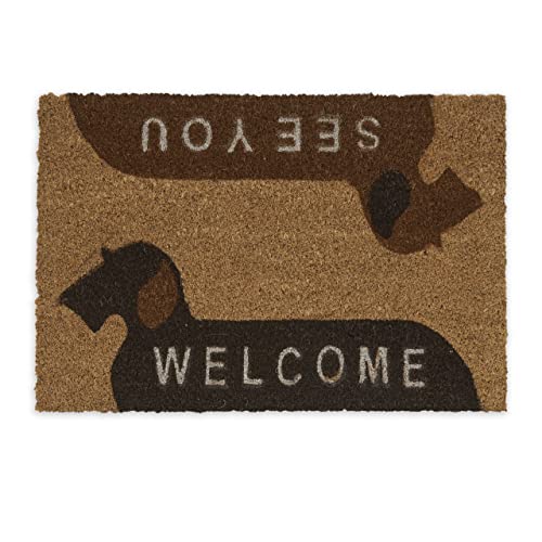 Relaxdays Welcome See You Dogs Doormat, 40 x 60 cm, Door Mat Inside & Outside, Non-Slip Shoe Wiper, Natural Coir, Coco, 60x40 cm