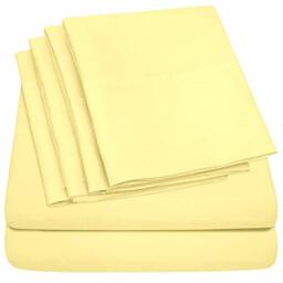 Sweet Home Collection 6 Piece Bed Sheet Set, Twin, Pale Yellow