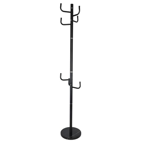 Relaxdays freestanding coat rack, with 8 hooks, iron design, HWD: 176 x 30 x 30 cm, black