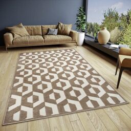 Hanse Home Hexa Design Living Room Rug - Flat Weave Modern, Geometric Diamond Pattern, Scandinavian Style Living Room Rug for Dining Room, Children's Room, Hallway - Cream Brown, 160 x 235 cm
