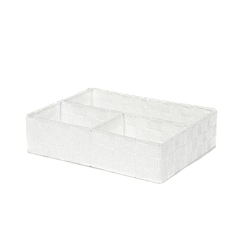 Compactor Home Storage 3-Compartment Basket 8 cm, White