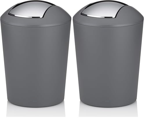 Kela 22302 Swing Lid Bin, 5 l, Plastic, Marta, Grey (Pack of 2)