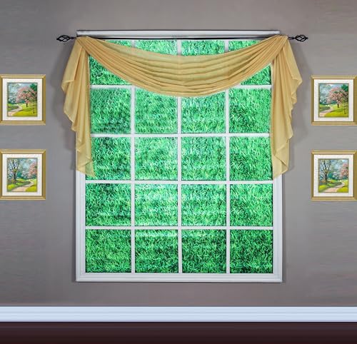 "Today's Curtain Emelia Original Voile Scarf 144"", Gold, 45"" W x 144"" L"