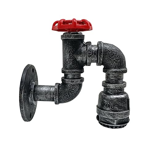 LEDSone Steampunk Rustic Wall Sconce Light Industrial Retro Metal Water Pipe E27 Lamp Holder Vintage Wall Mount Lighting Fixture for Bedroom, Living Room, Bar