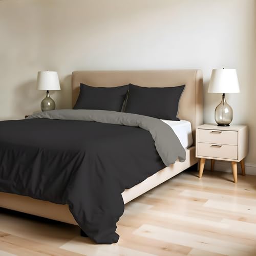 ZOE Double Duvet Cover with Duvet Cover 250 x 200 cm with Flap 50 cm + Pair of Pillowcases 50 x 80 cm Chocolate/Sand