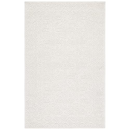 Safavieh Contemporary Rug for Living Room, Dining Room, Bedroom - Textural Collection, Short Pile, in Ivory, 107 X 168 cm