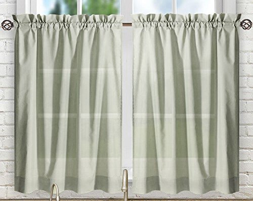 "Ellis Curtain Stacey Tailored Tier Pair Curtains, 56"" x 36"", Sage"