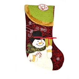 SHATCHI Large Traditional Deluxe Hand Crafted 3D Santa Stocking Sock Sack Christmas Xmas Gifts Bag Toys Sweets Tree Snowman Decorations 46cm Long