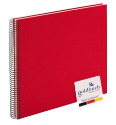 goldbuch Bella Vista 25 373 Spiral Photo Album 35 x 30 x 1.5 cm - Spiral Diameter 2.8 cm, Photo Album with 40 White Pages, Linen Memory Album, Photo Book for Photos and Pictures for Gluing, Red