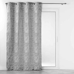 Douceur d'Intérieur, Eyelet Curtain 140 x 260 cm Grey Jacquard Floriss