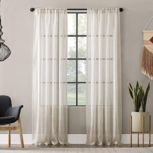 "Clean Window Anti-Dust Allergy/Pet Friendly Sheer Curtain Panel, Fabric, Linen, 52"" W x 95"" L (Pack of 1)"