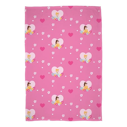 Disney Princess Officially Licensed Sherpa Backed Fleece Blanket, Super Soft Warm Blanket - Flower Power Design - Perfect for Home, Bedroom, Sleepovers and Camping 100 x 150 cm