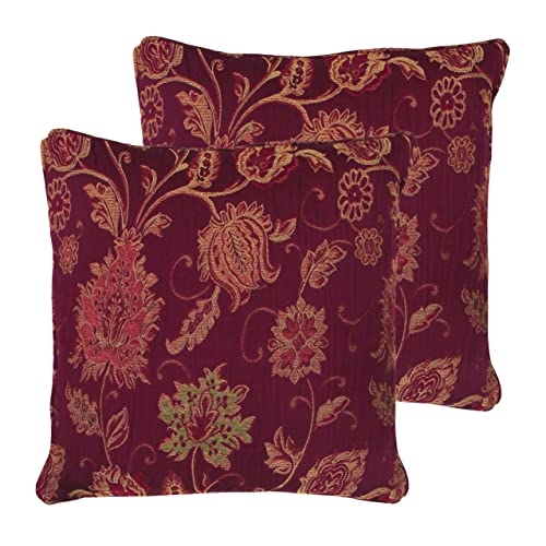 Paoletti Zurich Polyester Filled Cushions (Twin Pack), Polyester, Burgundy