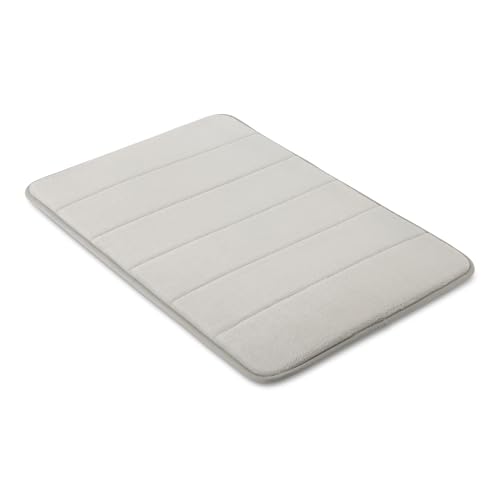Amazon Basics Memory Foam Bath Mat, Extra Soft, Absorbent and Fast Dry Washable Rug for Bathroom, 43 x 61 cm, Light Grey