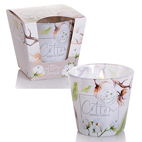 Dekohelden24 Scented Candle - Lantern - Candle in Glass - Set of 2 - Cotton Fragrance, L x W x H 8 x 8 cm, 115 g per Candle, White