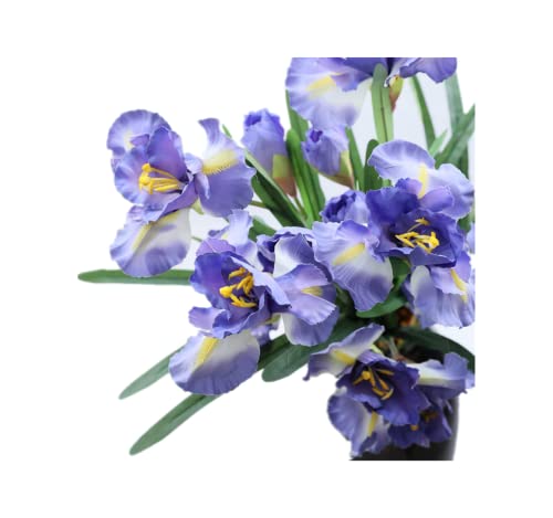 "36"" 3 pcs Artificial Iris Flower Silk Flower 9 Heads,Flower Bouquet,Long Stems Fake Flower for Real Looking Flower,Photo Props Home Party and Wedding Holding Flowers,Dining Table Centerpieces(Blue)"