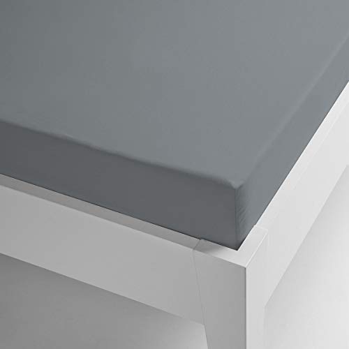 Miracle Home Thermal Fitted Sheet, Microfibre, Fitted and Elastic, Coraline, Solid Colours, Polyester, Grey, 90 x 200 cm