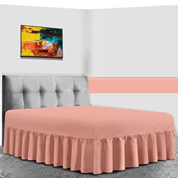 GC GAVENO CAVAILIA Percale Extra Deep Fitted Valance, Non Iron Frilled Sheets, Easy Care Plain Dyed Bedding 180 TC, Polycotton, Blush Pink, King