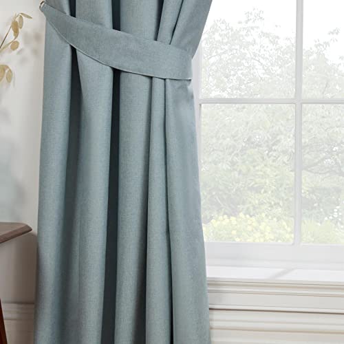 Sundour Eclipse Blackout Pencil Pleat Curtains Duck Egg Blue 46x72 Fully Lined Curtain Pair