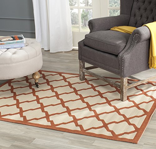 Safavieh Trellis Indoor/Outdoor Woven Rectangle Area Rug, Courtyard Collection, CY6903, in Beige / Terracotta, 160 X 231 cm for Garden, Patio or Any Outdoor Space