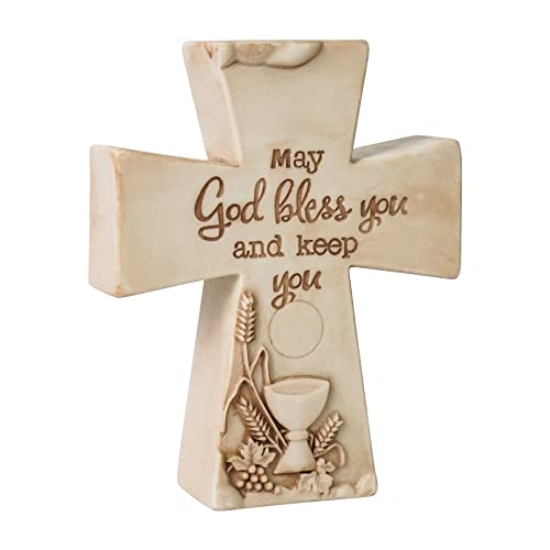Dreamseden Small Cross Decor Tabletop Figurine Resin Christian Religious Cross Statue Table Ornaments Accent for Home, 5''