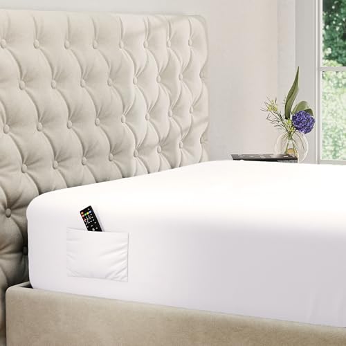 DREAMCARE King Fitted Sheet Only - Extra Deep Pocket Fitted Sheet - Fits up to 21 inch Mattress - Deep Pocket King Sheets - Hotel Luxury - Shrinkage & Fade Resistant - 1 Fitted Sheet Only (White)