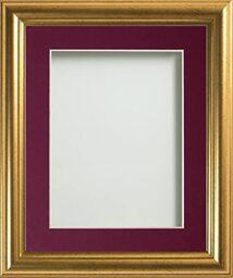 Frame Company Eldridge Gold A4 Frame, Plum Mount for 10x6