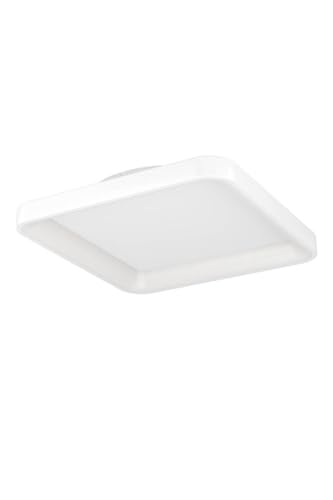Eglo LED Ceiling Light Fitting Loretello, Square Ceiling lamp, Office Lighting dimmable with Remote Control, Metal and Plastic in White, Warm White-Cold White, 35 x 35 cm