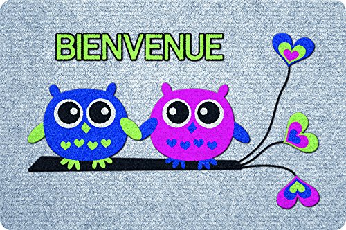 ID grey' Flock Doormat, SYNTHETIC, grey blue green pink matte, 40x60x0,4 cm