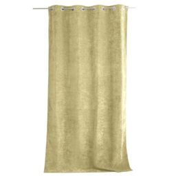 ED ENJOY HOME Thermal Blackout Curtain with Eyelets, Lime Yellow, 140 x 260 cm, 100% Polyester, Velour, Fleece Lining, Velvet Collection