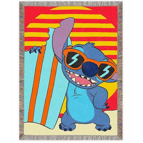 "Northwest Lilo and Stitch Woven Tapestry Throw Blanket, 48"" x 60"", Hang Ten"