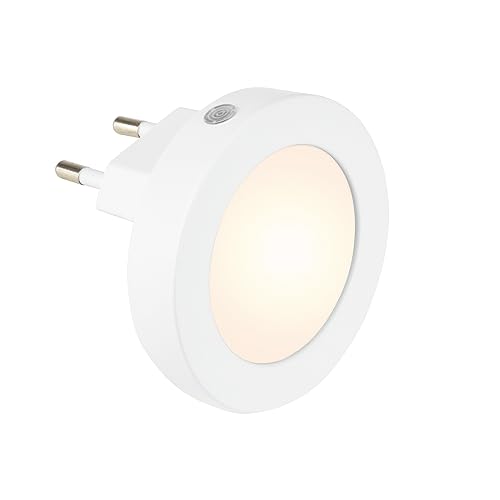 Briloner Leuchten - LED Night Light Socket, Nursing Light Baby, Power Socket with Light Sensor for Kids Room and Hallway, Night Light, Warm White Light